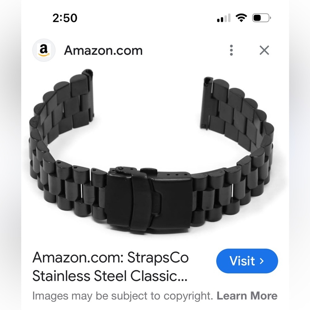 Amazon Black Glossy Stainless Steel Watch Band - Picture 5 of 8